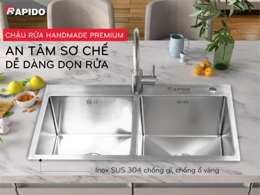 Chậu đôi rửa bát inox 304 RS-824523